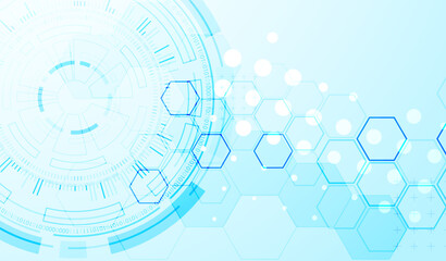 Obraz premium Abstraction on the theme of tech circles. Scientific and technological background. Blue gradient on the background.