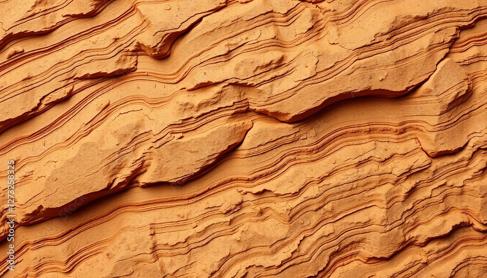 Poster orange geological formation close-up. rocky landscape surface with smooth curves. layered patterns s