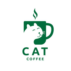 Cat and Coffee Logo for food and beverage industry