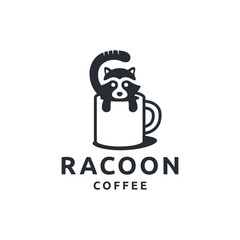 Raccoon and Coffee Logo for food and beverage Industries