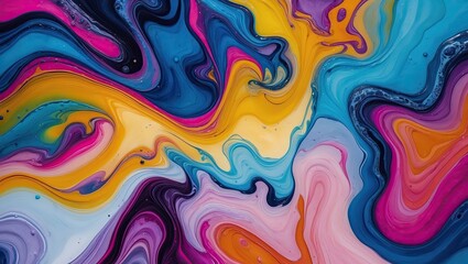 Obraz premium Vibrant Multicolored Fluid Art Swirl Background