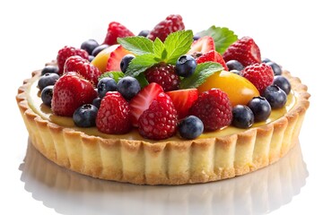 Fresh Fruit Tart with Berries and Cream, Buttery Crust, and Glossy Glaze