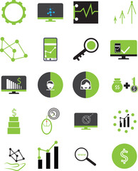 SEO and Web Green Vector Icon Set