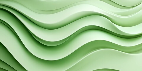 Fototapeta premium This image features gentle waves in a soothing green hue, creating a sense of tranquility and elegance, ideal for backgrounds or nature-themed designs.