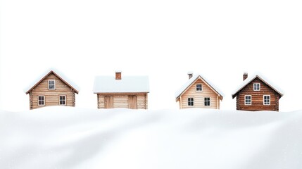 Fototapeta premium Charming Winter Scene with Cozy Wooden Houses