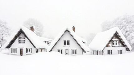 Traditional Winter Cottages with Steep Roofs