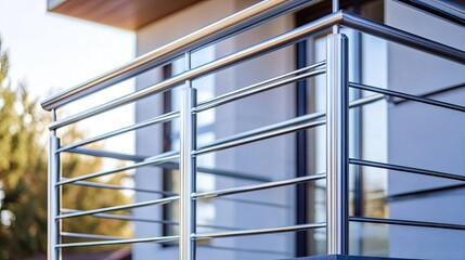 Obraz premium A luxury hotel balcony with aluminum handrails, offering safety without compromising aesthetics