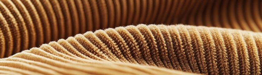 Brown corduroy fabric texture detail close up