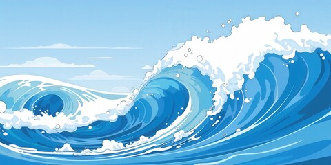 Cartoon sea waves illustration. Ocean surface in motion for designs and wallpapers