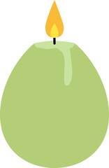 Easter Pastel Egg Shaped Candle Flat Icon.
lit Egg Shaped Candle Stock Vector Illustration.
Transparent background.
