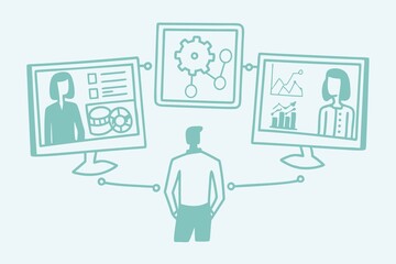 AI and Business intelligence technology concept. Business development with AI machine learning