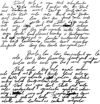 Illegible script. Poetry unreadable text. Brush doodle sketch letter. Vintage grunge handwritten calligraphy. Old ink note. paper manuscript handwriting