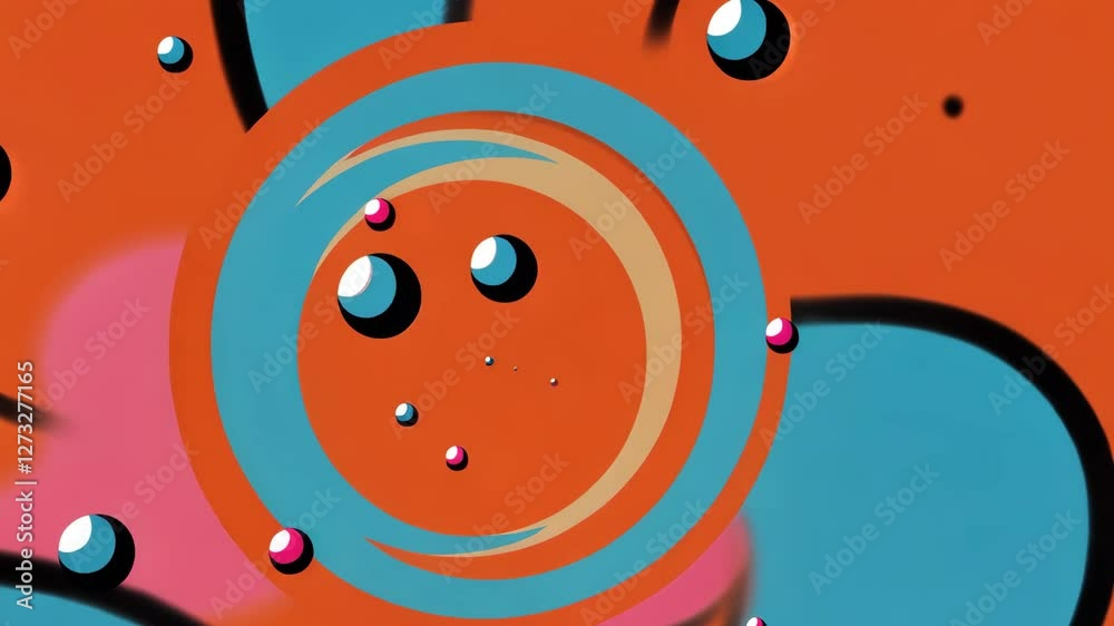 Aufkleber a colorful background with blue and pink swirls. there are many small dots in the background