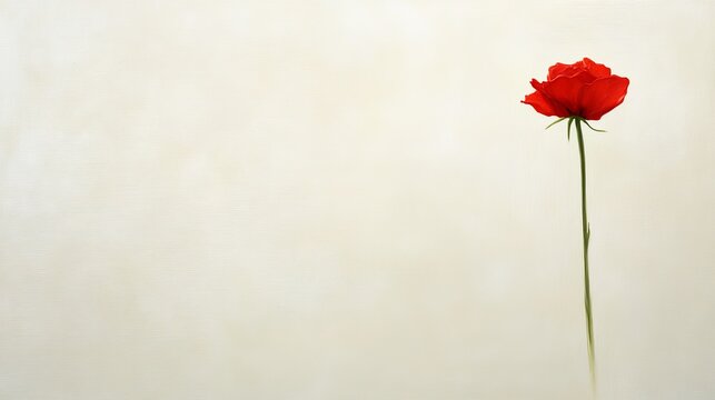 Celebrating International Women's Day with a single vibrant red rose symbolizing strength and beauty - Powered by Adobe