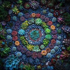 desert plants in white background, Minimalist Elegance: Desert Plants on White Canvas Colorful succulents in a vibrant circular arrangement.