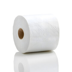 Fototapeta premium A roll of toilet paper isolated on white background