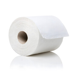 Fototapeta premium A roll of toilet paper isolated on white background