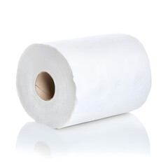 Fototapeta premium A roll of toilet paper isolated on white background