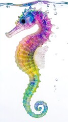 Obraz premium Vibrant Rainbow Seahorse Underwater