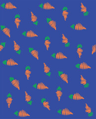 Repeat all over print pattern of line drawing and sketched carrot