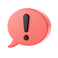 3D Speech Bubble with an Exclamation Mark – A rounded chat bubble featuring an exclamation point. isolated on a transparent background