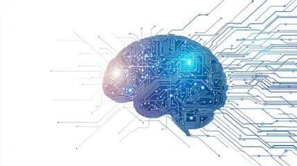 Futuristic brain integration ai and circuit connectivity concept