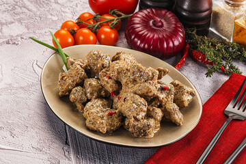 Beef liver with cream sauce