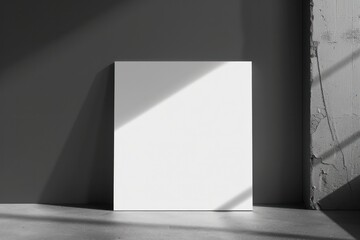 Abstract modern white panel place interior background for product presentation with a textured white panel on a dark gray wall with beautiful light and shadow highlights sunlight from window