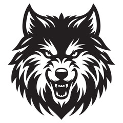 Naklejka premium Fierce Wolf Face Silhouette Vector Illustration for Animal Lovers