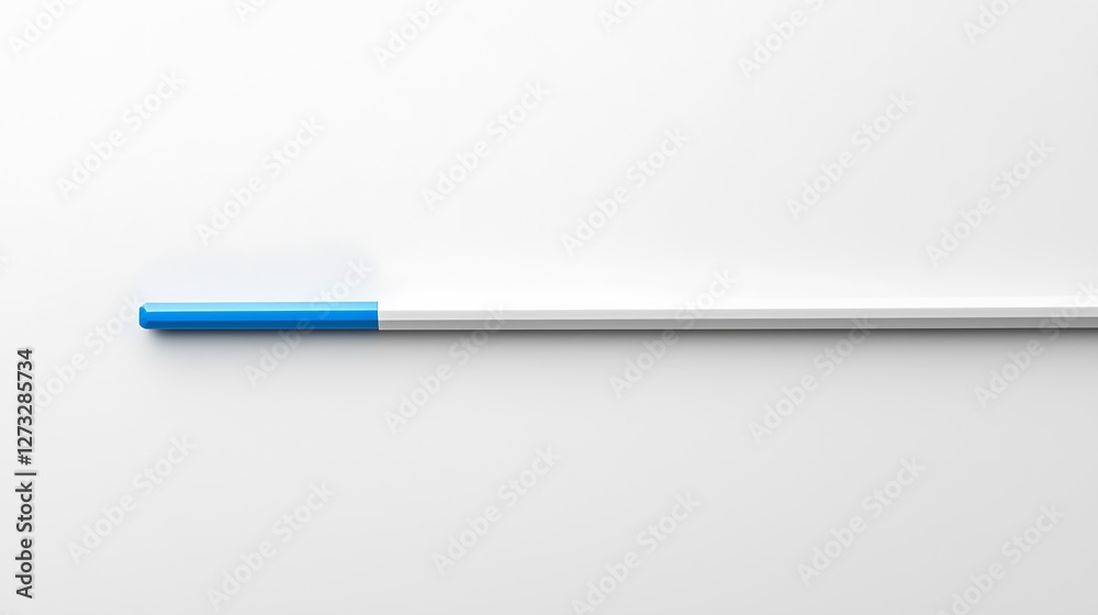 Poster a progress bar with blue segment on white surface. graphic for ux or data illustration