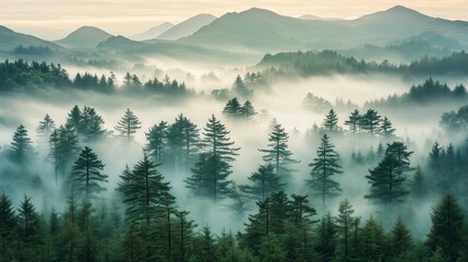 Obraz premium Misty Dawn Forest