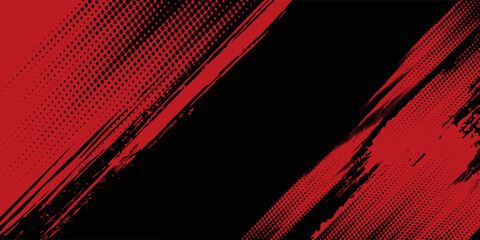 Dots halftone black and red color pattern gradient grunge texture background. Dots pop art comics sport