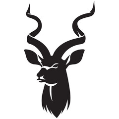 Naklejka premium Magnificent Kudu Antelope Head Vector Illustration for Wildlife Enthusiasts