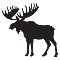 Majestic Moose Silhouette Vector Illustration for Wilderness Designs