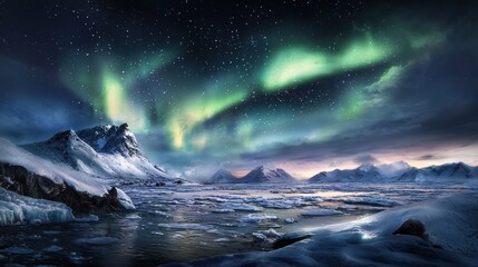 Naklejka premium A Serene Snow-Capped Mountain in Watercolor Style Capturing Nature's Breathtaking Beauty