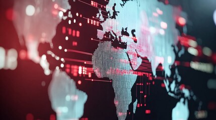 Obraz premium digital world map with connected lines representing communication and information exchange, abstract design, illustration for World Telecommunication and Information Society Day