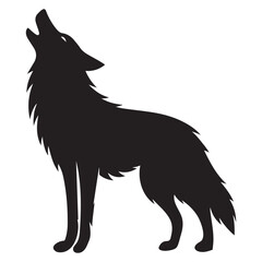 Silhouette of howling wolf vector art for wildlife illustration