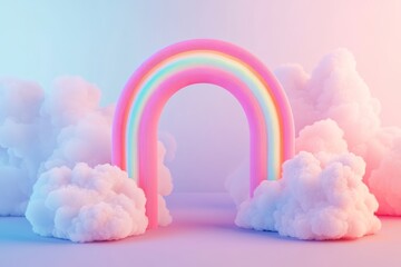 Pastel Rainbow Arch in Dreamy Cloudscape