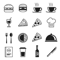 Restaurant Icons Set for Culinary Designs