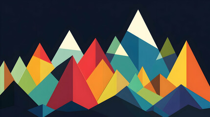 Abstract geometric mountain range illustration. Vivid colors, low-poly style, perfect for backgrounds, websites, and presentations.