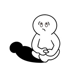 瞑想できずに困りながら、座禅をしている棒人間