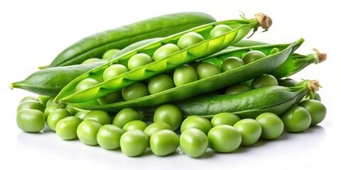 Fresh Green Peas on White Background