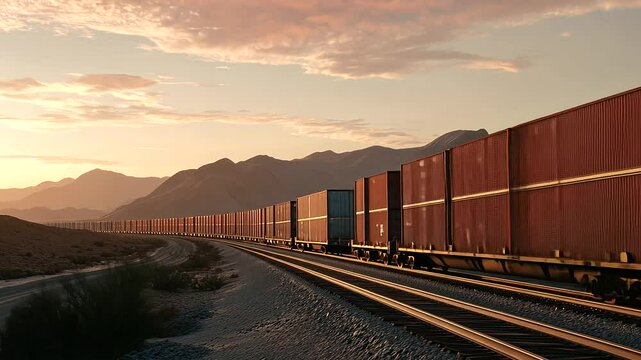 Freight train transporting containers across the country