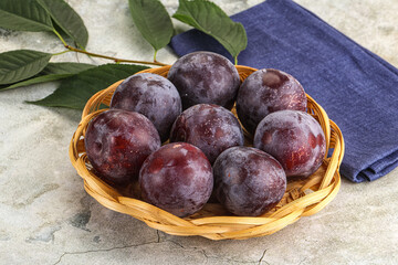 Ripe sweet tasty blue plum
