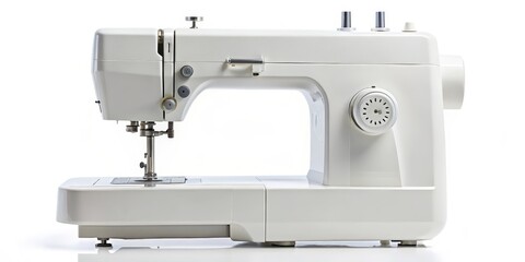 White Sewing Machine on White Background