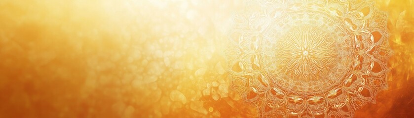 Golden Mandala Design on Amber Background