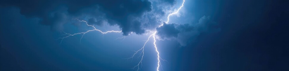 Defocused lightning bolt illuminates a dark blue and gray cloud, cloud, dark, lightning