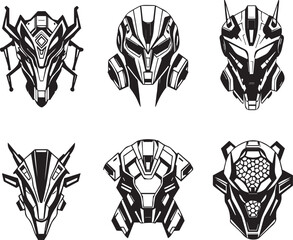 A set of elements for flat design in cyberpunk style. Hand drawn vector illustration