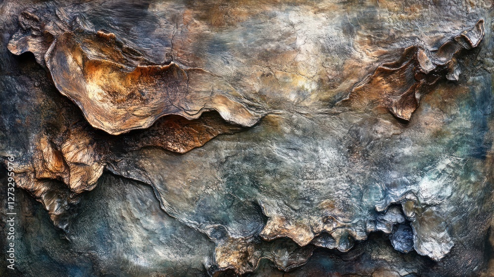 Poster abstract metallic texture resembling eroded rock formations