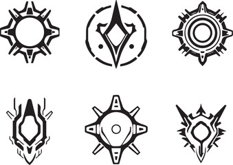 Fototapeta premium A set of elements for flat design in cyberpunk style. Hand drawn vector illustration